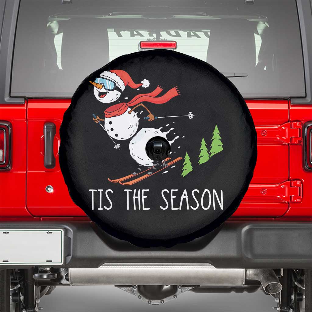 Funny Skiing Snowman Spare Tire Cover Funny Tis The Season Snow Ski Lover Skier TS10 Black Print Your Wear