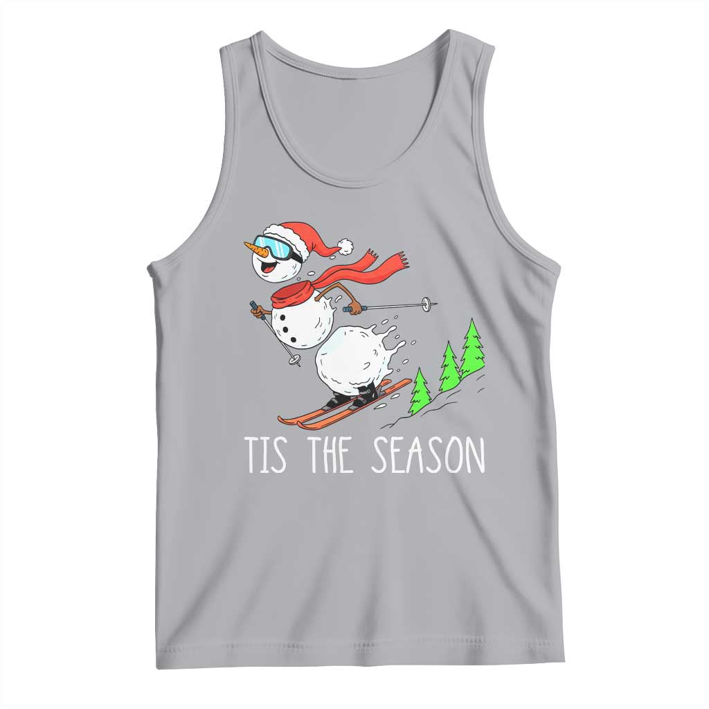 Funny Skiing Snowman Tank Top Funny Tis The Season Snow Ski Lover Skier TS10 Athletic Heather Print Your Wear