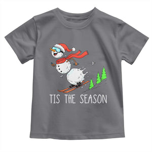 Funny Skiing Snowman Toddler T Shirt Funny Tis The Season Snow Ski Lover Skier TS10 Charcoal Print Your Wear