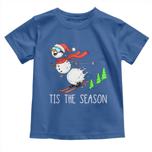 Funny Skiing Snowman Toddler T Shirt Funny Tis The Season Snow Ski Lover Skier TS10 Royal Blue Print Your Wear