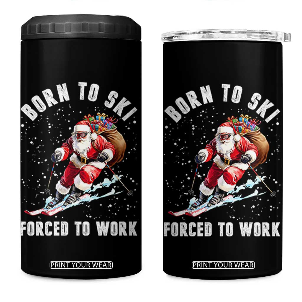 Skiing Santa Christmas 4 in 1 Can Cooler Tumbler Funny Born to Ski Forced to Work TS10 One Size: 16 oz Black Print Your Wear