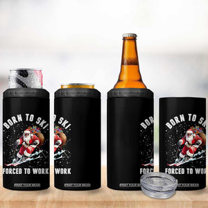 Skiing Santa Christmas 4 in 1 Can Cooler Tumbler Funny Born to Ski Forced to Work TS10 Print Your Wear