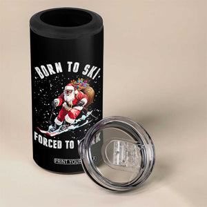 Skiing Santa Christmas 4 in 1 Can Cooler Tumbler Funny Born to Ski Forced to Work TS10 Print Your Wear