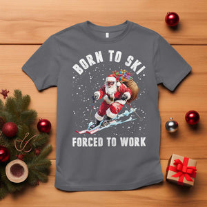 Skiing Santa Christmas T Shirt Funny Born to Ski Forced to Work TS10 Charcoal Print Your Wear