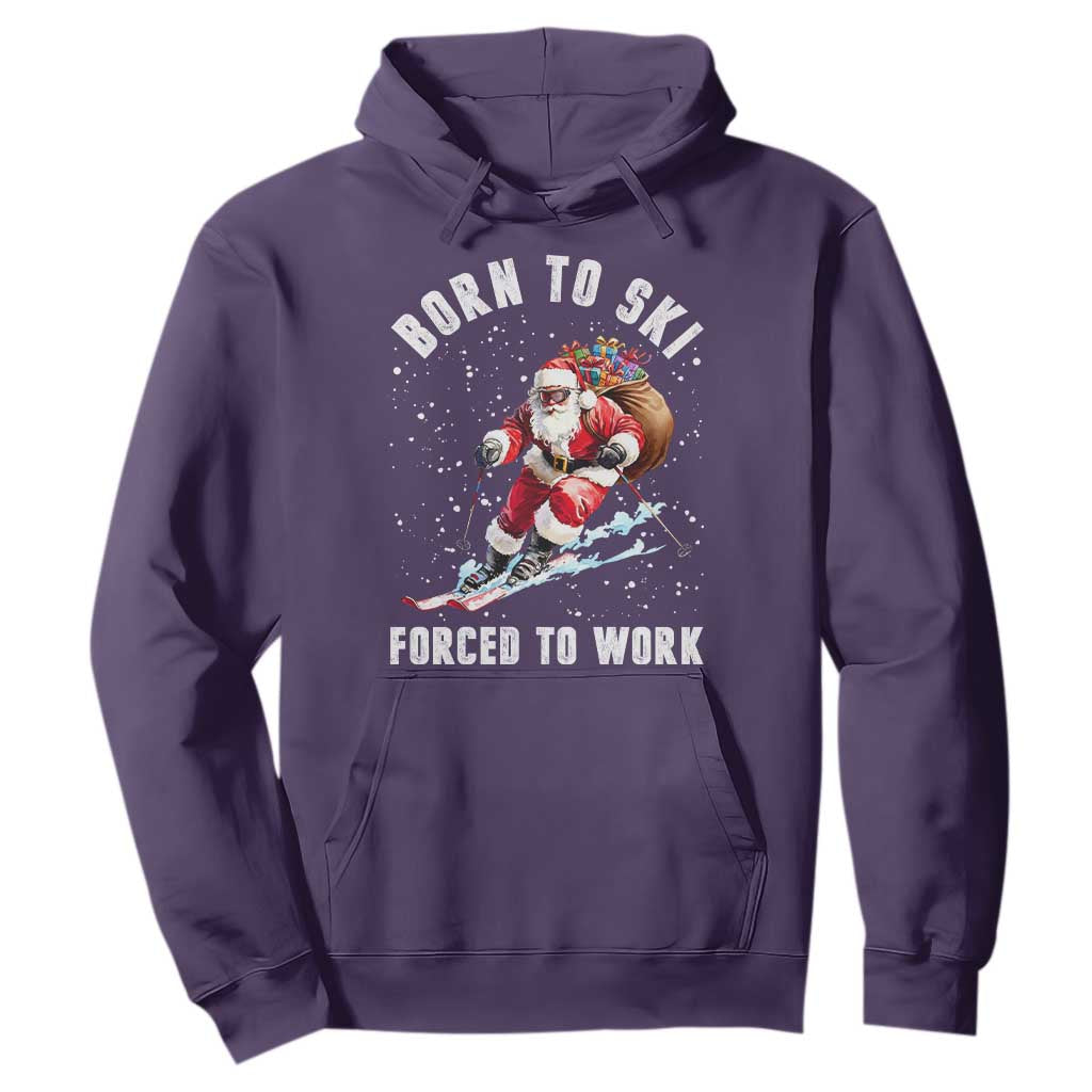 Skiing Santa Christmas Hoodie Funny Born to Ski Forced to Work TS10 Purple Print Your Wear