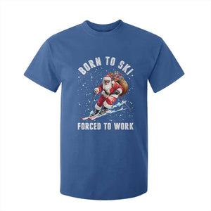 Skiing Santa Christmas T Shirt For Kid Funny Born to Ski Forced to Work TS10 Royal Blue Print Your Wear