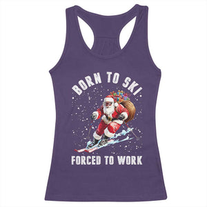 Skiing Santa Christmas Racerback Tank Top Funny Born to Ski Forced to Work TS10 Purple Print Your Wear