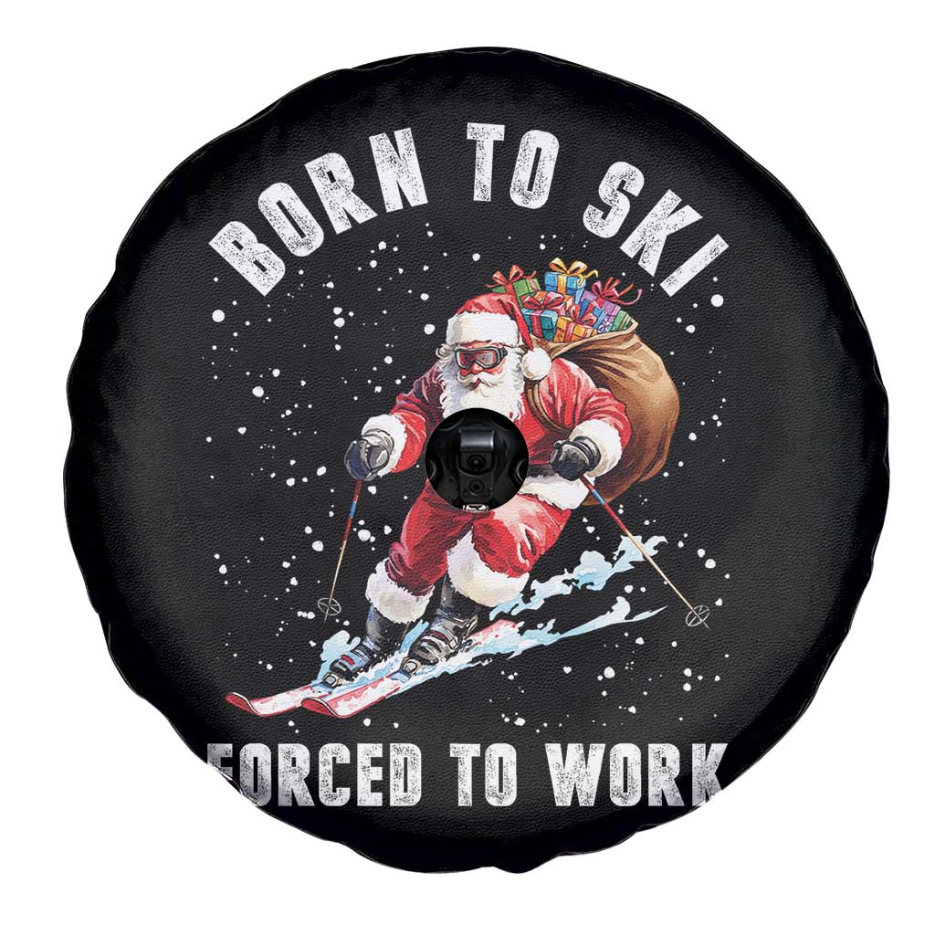 Skiing Santa Christmas Spare Tire Cover Funny Born to Ski Forced to Work TS10 Print Your Wear