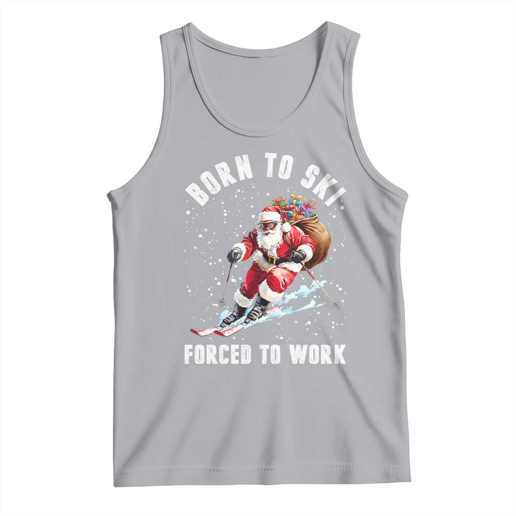 Skiing Santa Christmas Tank Top Funny Born to Ski Forced to Work TS10 Athletic Heather Print Your Wear