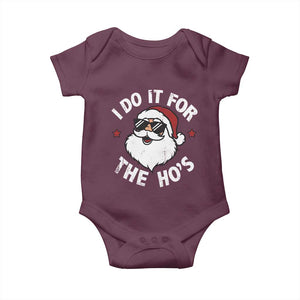 I Do It For The Ho's Baby Onesie Funny Inappropriate Santa Christmas TS10 Maroon Print Your Wear
