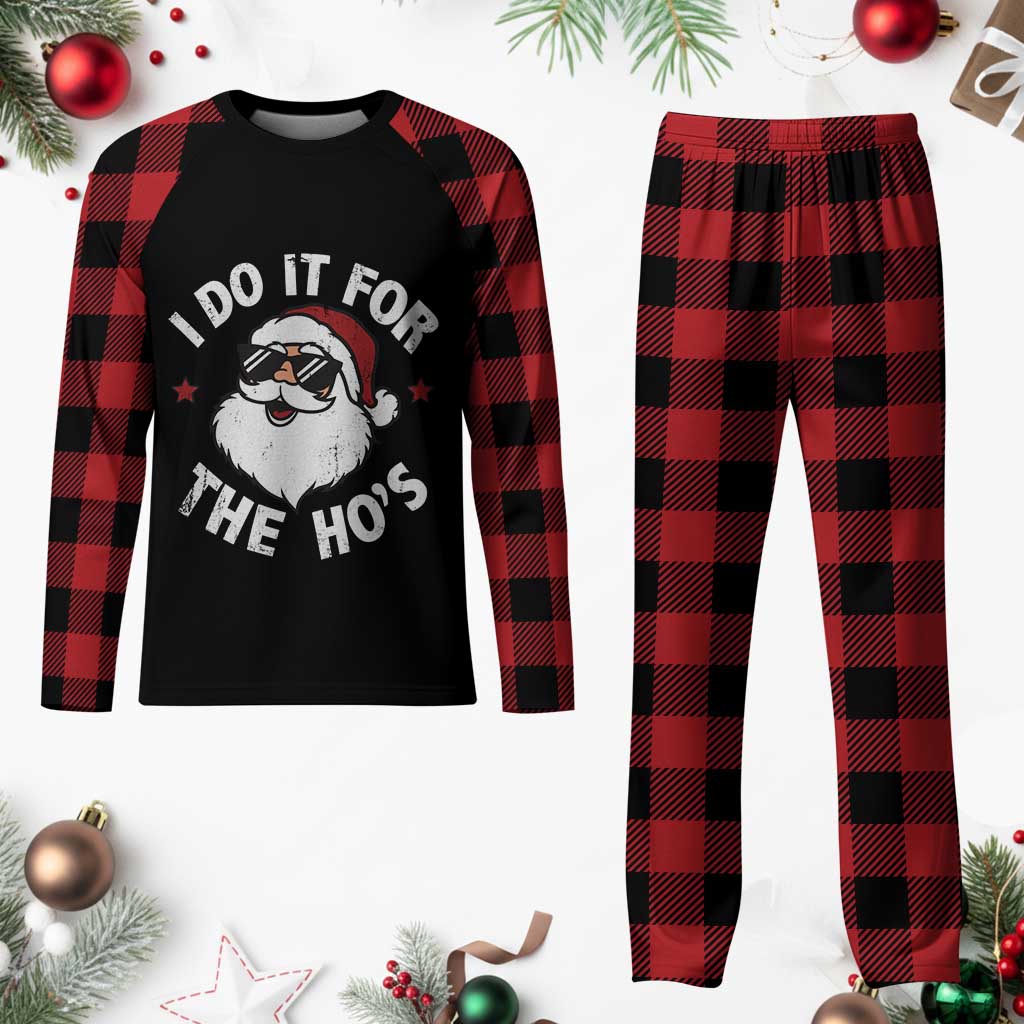 I Do It For The Ho's Plaid Pajama Set Funny Inappropriate Santa Christmas TS10 Buffalo Plaid Print Your Wear