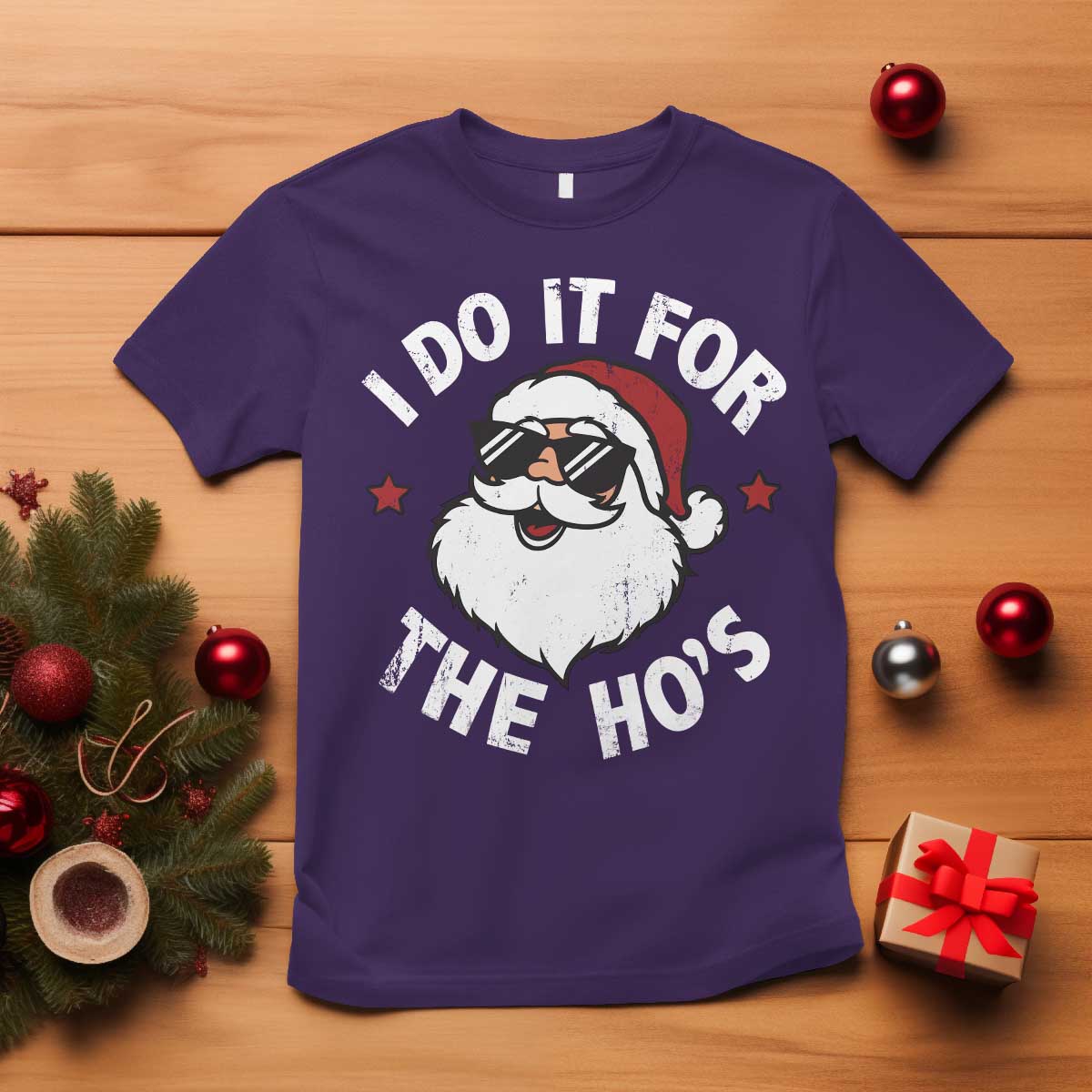 I Do It For The Ho's T Shirt Funny Inappropriate Santa Christmas TS10 Purple Print Your Wear