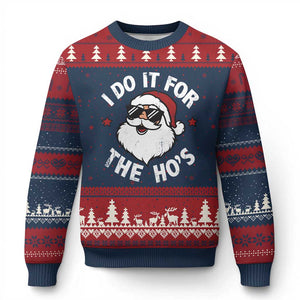 I Do It For The Ho's Ugly Christmas Sweater Funny Inappropriate Santa Xmas TS10 Navy Red Print Your Wear