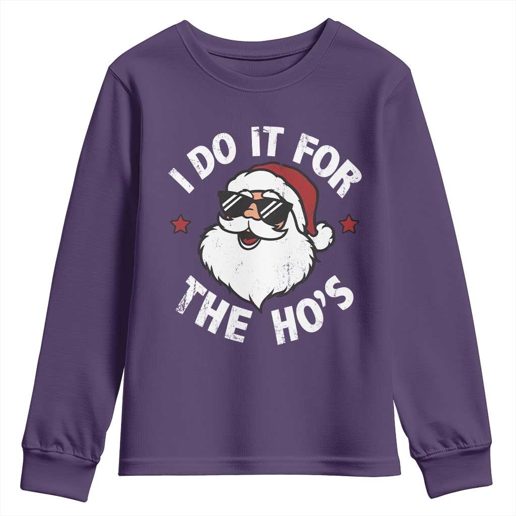 I Do It For The Ho's Youth Sweatshirt Funny Inappropriate Santa Christmas TS10 Purple Print Your Wear