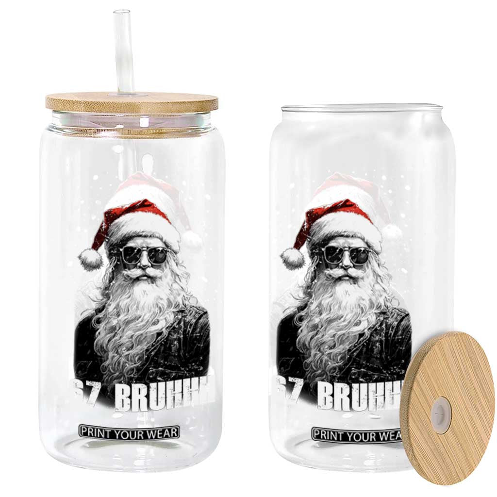 Cool Santa Claus Six Seven 67 Meme Glass Can Funny 6 7 Gen Alpha Slang Viral Meme TS10 Print Your Wear