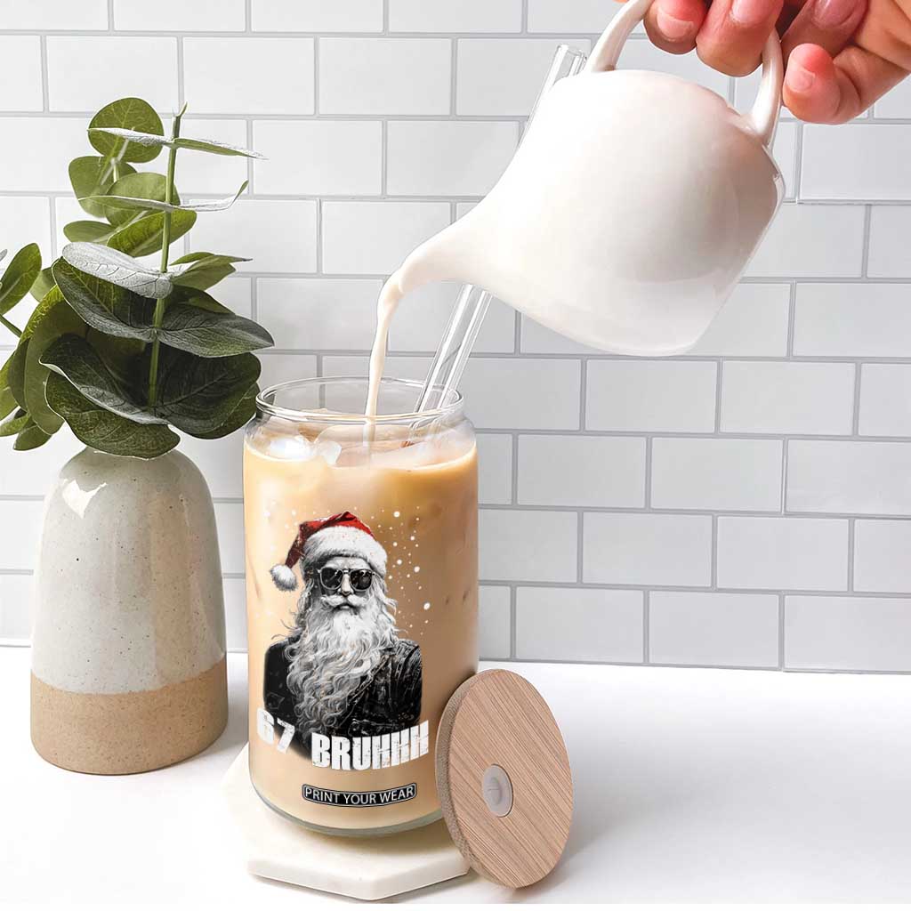 Cool Santa Claus Six Seven 67 Meme Glass Can Funny 6 7 Gen Alpha Slang Viral Meme TS10 Print Your Wear