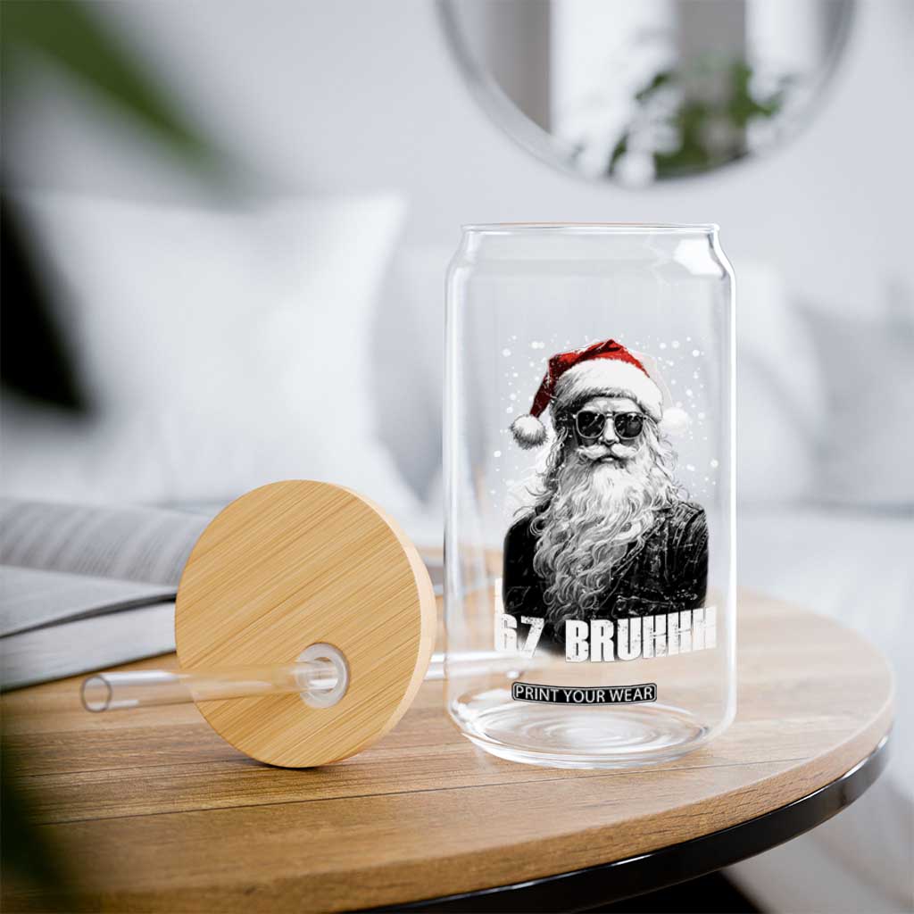 Cool Santa Claus Six Seven 67 Meme Glass Can Funny 6 7 Gen Alpha Slang Viral Meme TS10 Print Your Wear