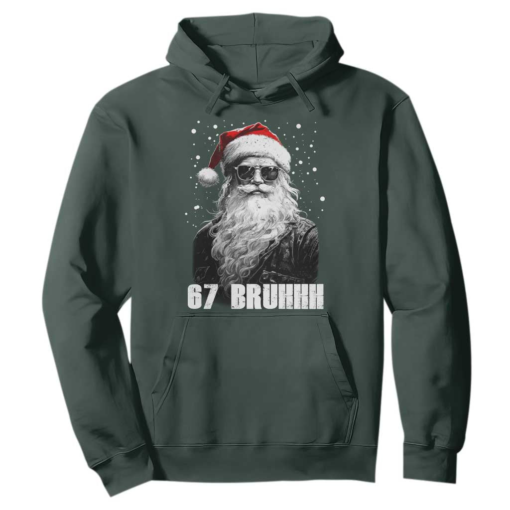 Cool Santa Claus Six Seven 67 Meme Hoodie Funny 6 7 Gen Alpha Slang Viral Meme TS10 Dark Forest Green Print Your Wear
