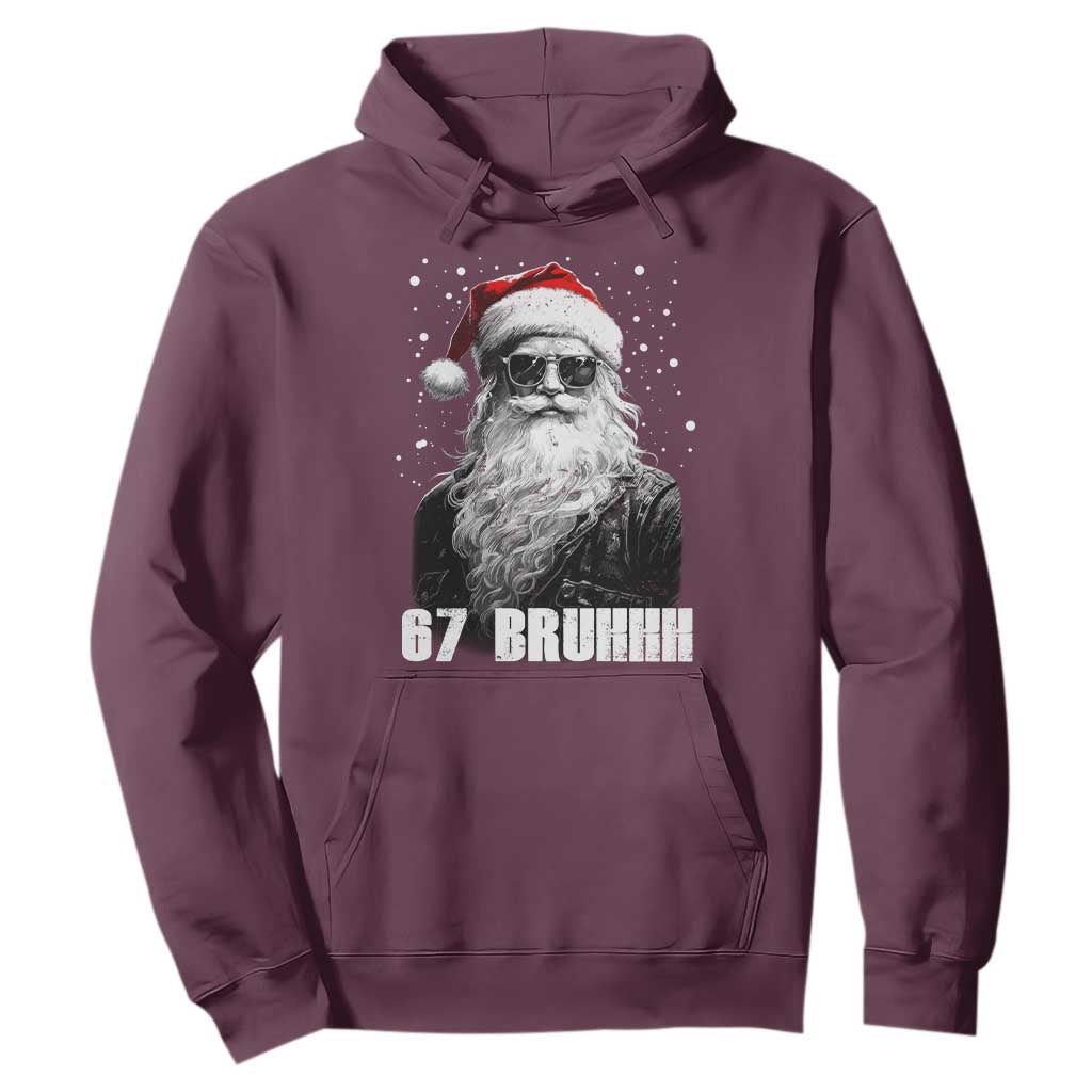 Cool Santa Claus Six Seven 67 Meme Hoodie Funny 6 7 Gen Alpha Slang Viral Meme TS10 Maroon Print Your Wear