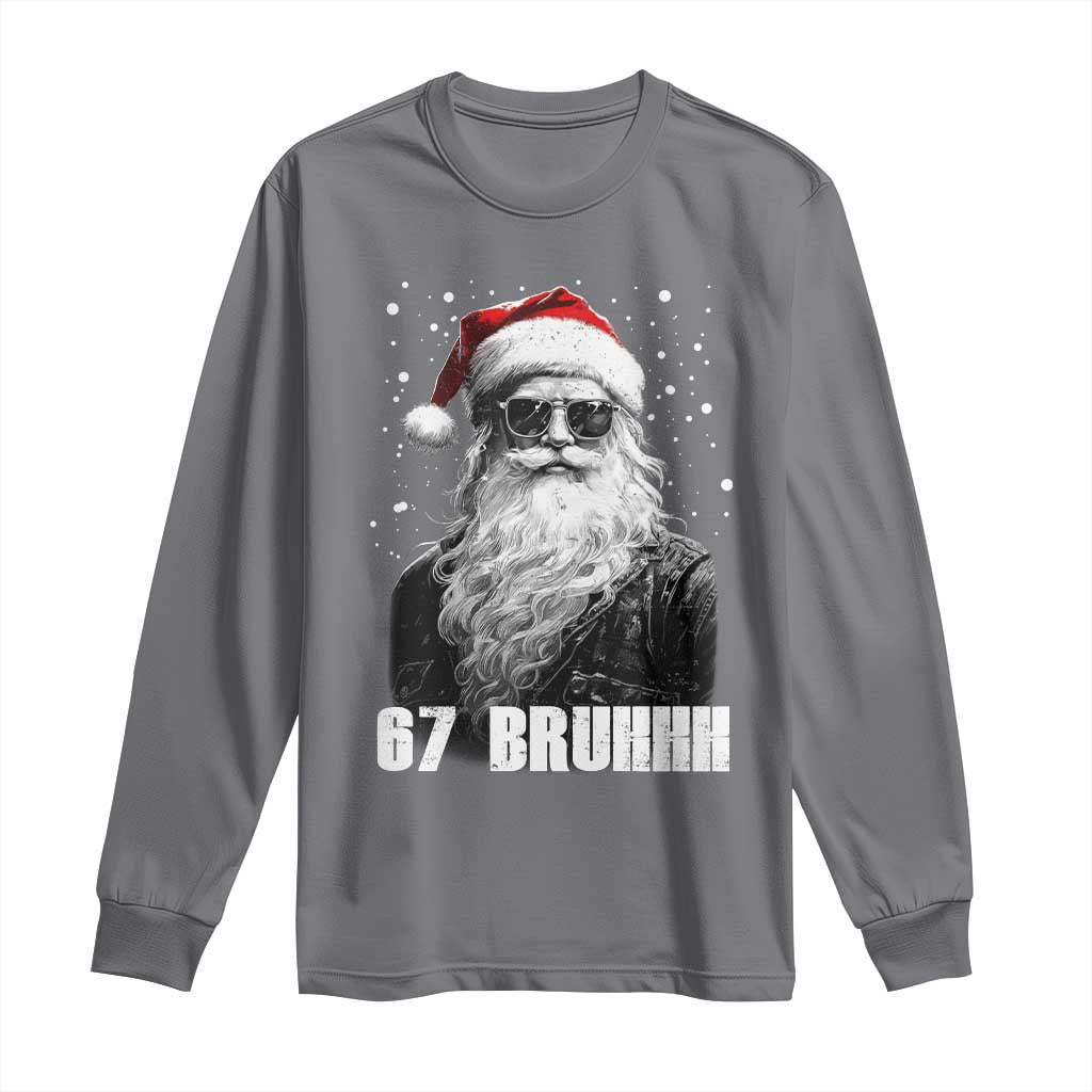 Cool Santa Claus Six Seven 67 Meme Long Sleeve Shirt Funny 6 7 Gen Alpha Slang Viral Meme TS10 Charcoal Print Your Wear