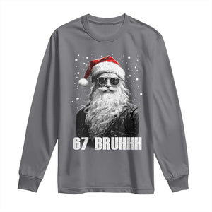 Cool Santa Claus Six Seven 67 Meme Long Sleeve Shirt Funny 6 7 Gen Alpha Slang Viral Meme TS10 Charcoal Print Your Wear