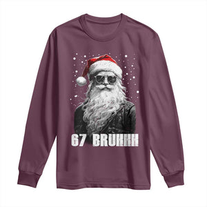 Cool Santa Claus Six Seven 67 Meme Long Sleeve Shirt Funny 6 7 Gen Alpha Slang Viral Meme TS10 Maroon Print Your Wear