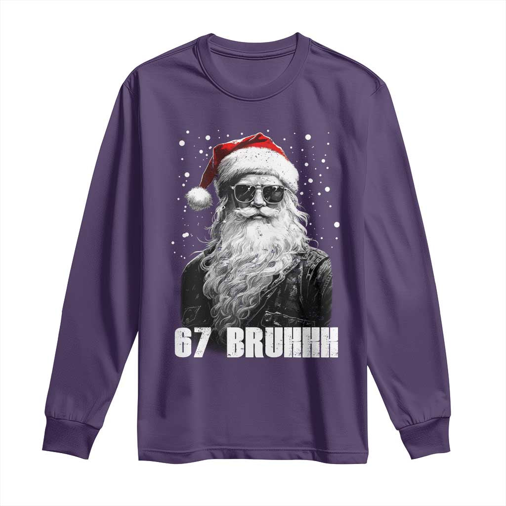 Cool Santa Claus Six Seven 67 Meme Long Sleeve Shirt Funny 6 7 Gen Alpha Slang Viral Meme TS10 Purple Print Your Wear