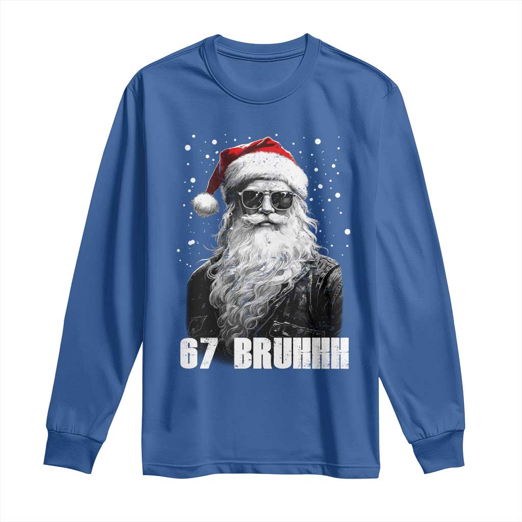 Cool Santa Claus Six Seven 67 Meme Long Sleeve Shirt Funny 6 7 Gen Alpha Slang Viral Meme TS10 Royal Blue Print Your Wear