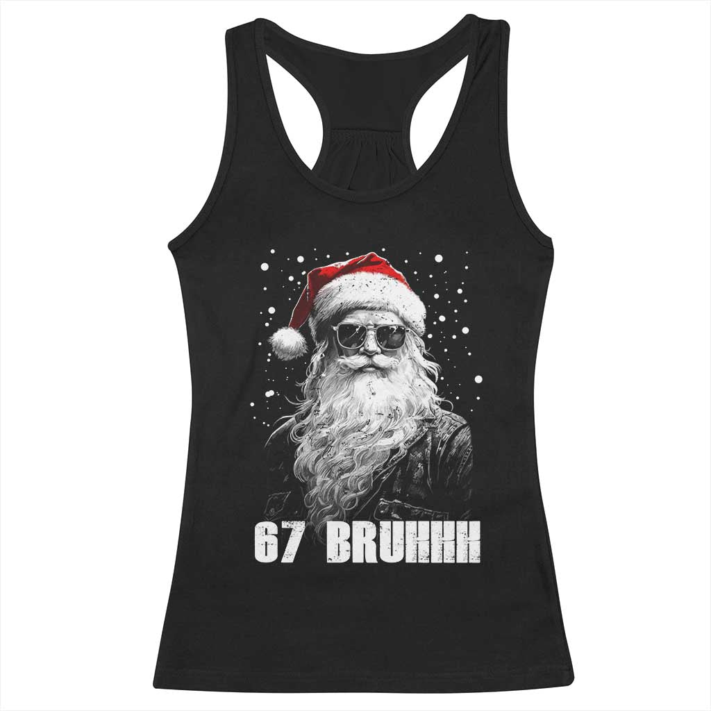 Cool Santa Claus Six Seven 67 Meme Racerback Tank Top Funny 6 7 Gen Alpha Slang Viral Meme TS10 Black Print Your Wear