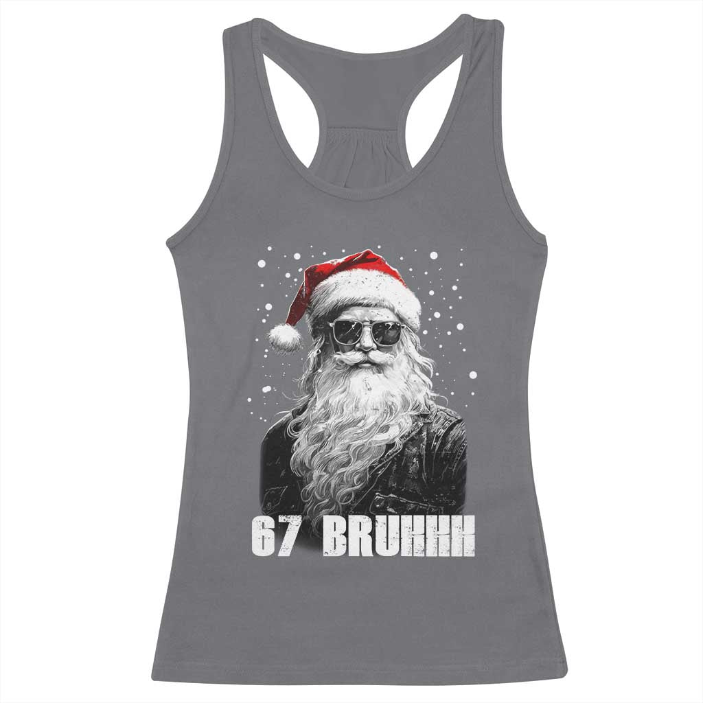 Cool Santa Claus Six Seven 67 Meme Racerback Tank Top Funny 6 7 Gen Alpha Slang Viral Meme TS10 Charcoal Print Your Wear