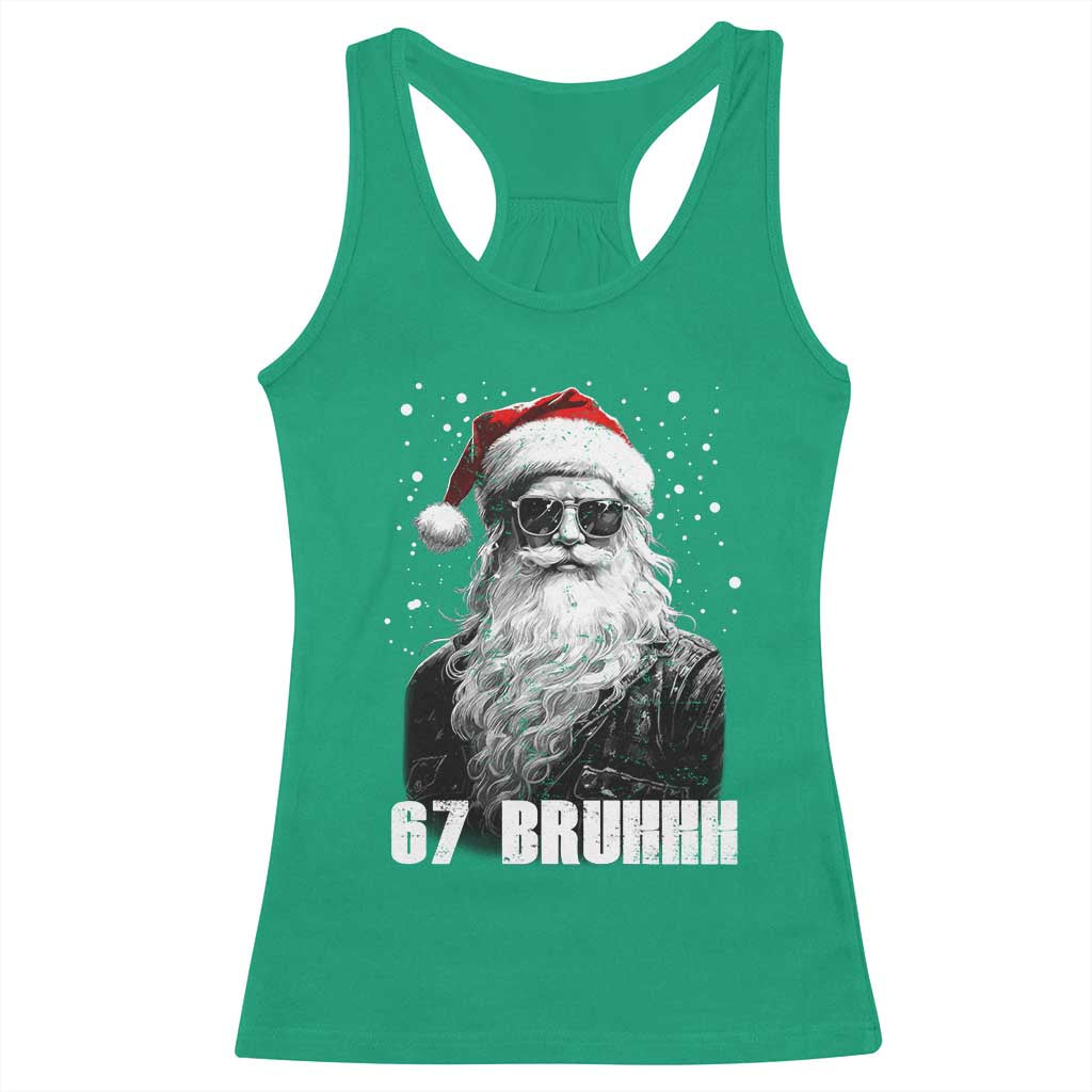 Cool Santa Claus Six Seven 67 Meme Racerback Tank Top Funny 6 7 Gen Alpha Slang Viral Meme TS10 Irish Green Print Your Wear