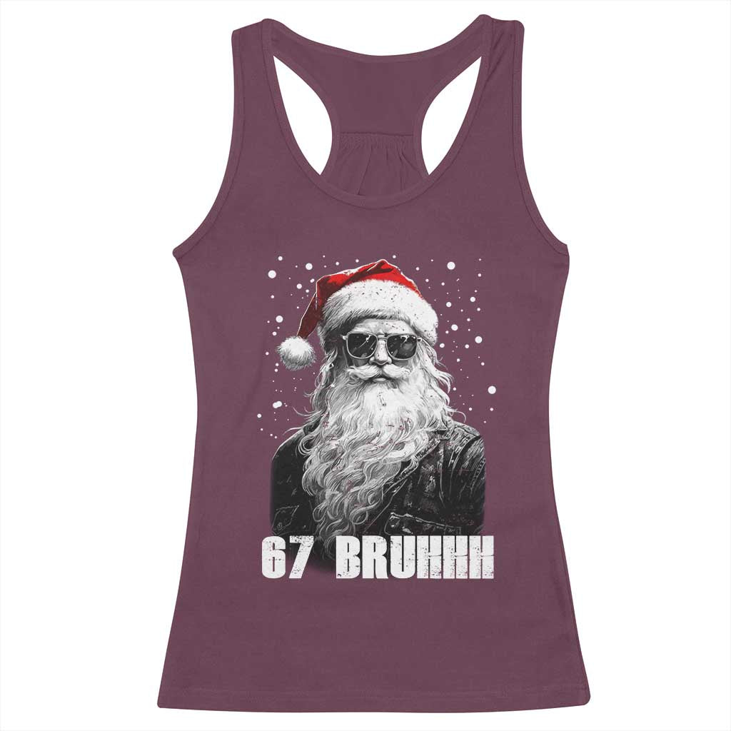 Cool Santa Claus Six Seven 67 Meme Racerback Tank Top Funny 6 7 Gen Alpha Slang Viral Meme TS10 Maroon Print Your Wear