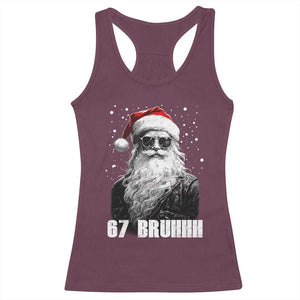Cool Santa Claus Six Seven 67 Meme Racerback Tank Top Funny 6 7 Gen Alpha Slang Viral Meme TS10 Maroon Print Your Wear