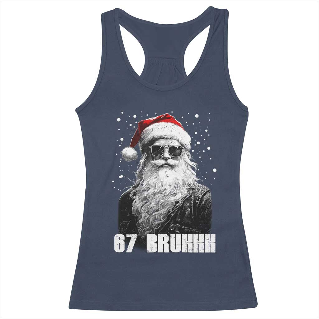 Cool Santa Claus Six Seven 67 Meme Racerback Tank Top Funny 6 7 Gen Alpha Slang Viral Meme TS10 Navy Print Your Wear