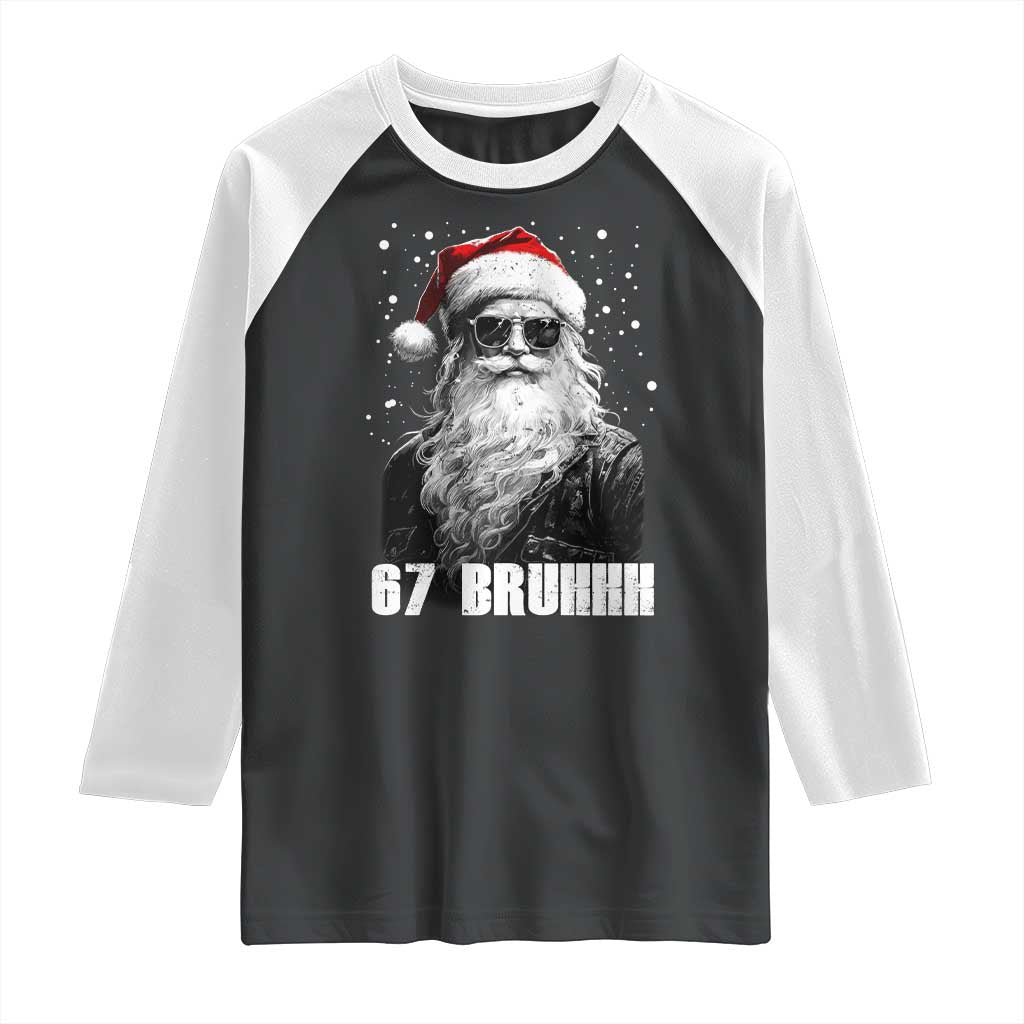 Cool Santa Claus Six Seven 67 Meme Raglan Shirt Funny 6 7 Gen Alpha Slang Viral Meme TS10 Black White Print Your Wear