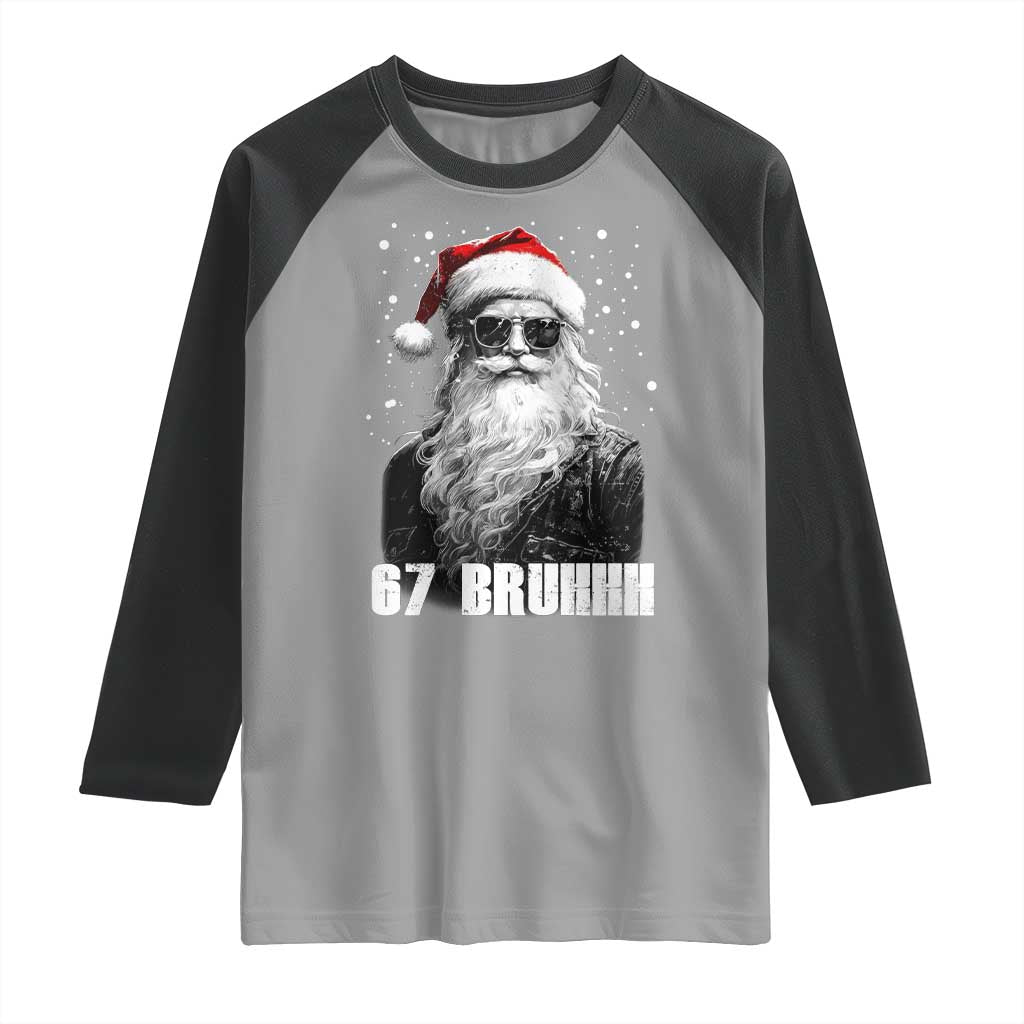 Cool Santa Claus Six Seven 67 Meme Raglan Shirt Funny 6 7 Gen Alpha Slang Viral Meme TS10 Sport Gray Black Print Your Wear