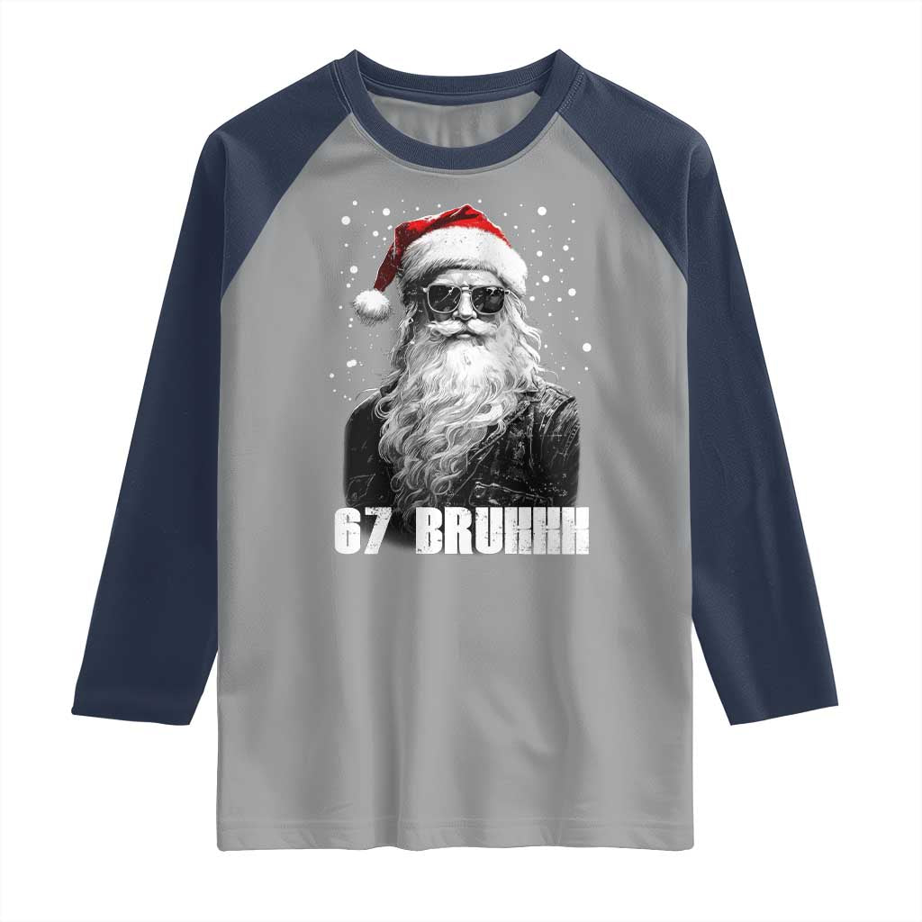 Cool Santa Claus Six Seven 67 Meme Raglan Shirt Funny 6 7 Gen Alpha Slang Viral Meme TS10 Sport Gray Navy Print Your Wear