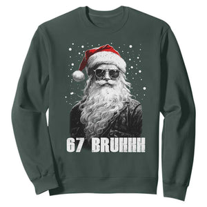 Cool Santa Claus Six Seven 67 Meme Sweatshirt Funny 6 7 Gen Alpha Slang Viral Meme TS10 Dark Forest Green Print Your Wear