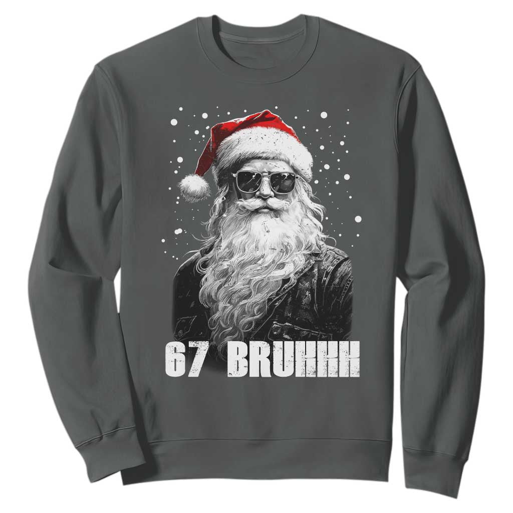 Cool Santa Claus Six Seven 67 Meme Sweatshirt Funny 6 7 Gen Alpha Slang Viral Meme TS10 Dark Heather Print Your Wear