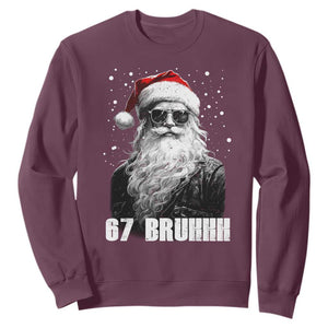 Cool Santa Claus Six Seven 67 Meme Sweatshirt Funny 6 7 Gen Alpha Slang Viral Meme TS10 Maroon Print Your Wear
