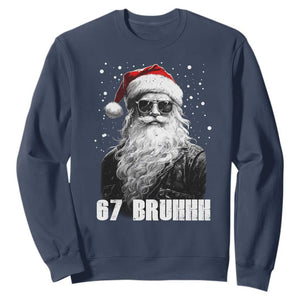 Cool Santa Claus Six Seven 67 Meme Sweatshirt Funny 6 7 Gen Alpha Slang Viral Meme TS10 Navy Print Your Wear