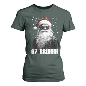 Cool Santa Claus Six Seven 67 Meme T Shirt For Women Funny 6 7 Gen Alpha Slang Viral Meme TS10 Dark Forest Green Print Your Wear