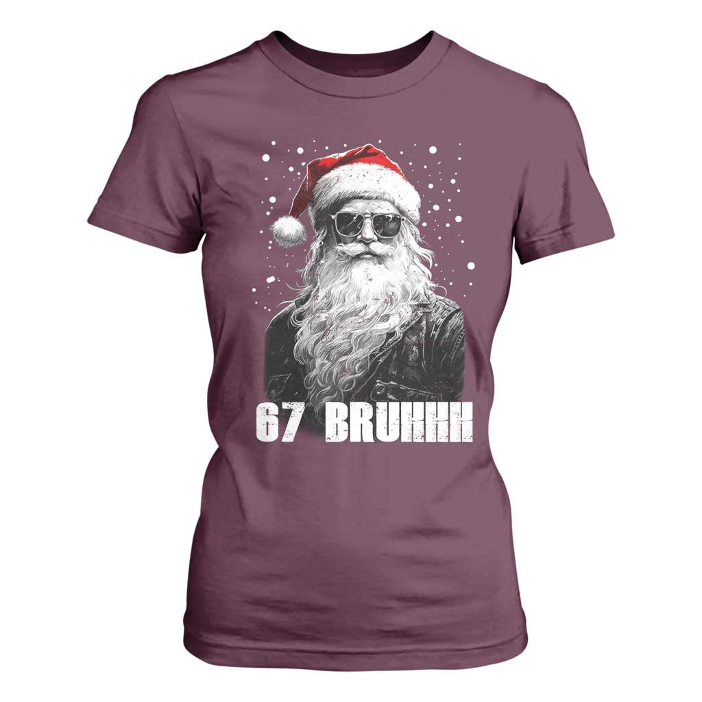 Cool Santa Claus Six Seven 67 Meme T Shirt For Women Funny 6 7 Gen Alpha Slang Viral Meme TS10 Maroon Print Your Wear