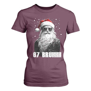Cool Santa Claus Six Seven 67 Meme T Shirt For Women Funny 6 7 Gen Alpha Slang Viral Meme TS10 Maroon Print Your Wear