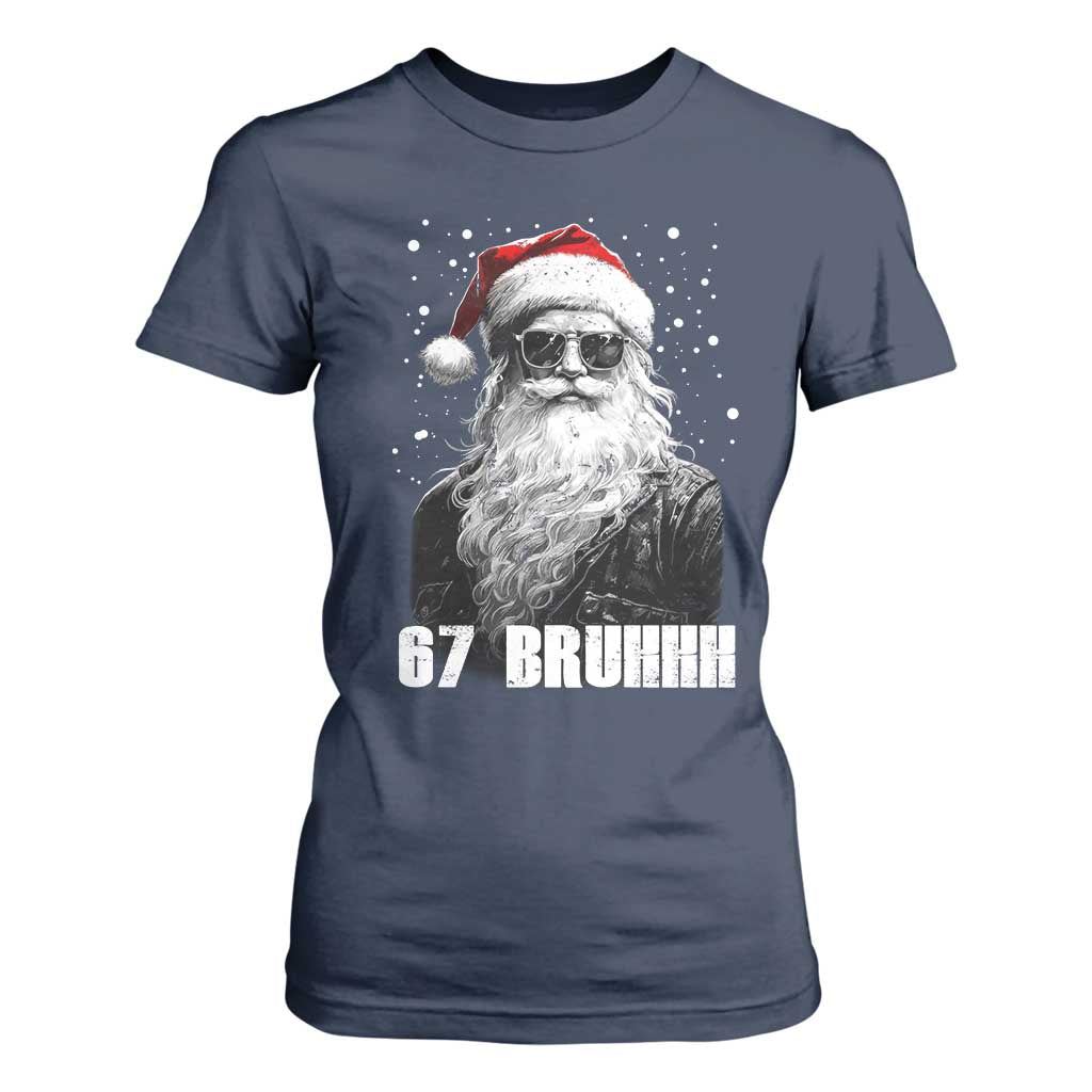Cool Santa Claus Six Seven 67 Meme T Shirt For Women Funny 6 7 Gen Alpha Slang Viral Meme TS10 Navy Print Your Wear