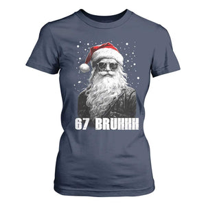 Cool Santa Claus Six Seven 67 Meme T Shirt For Women Funny 6 7 Gen Alpha Slang Viral Meme TS10 Navy Print Your Wear