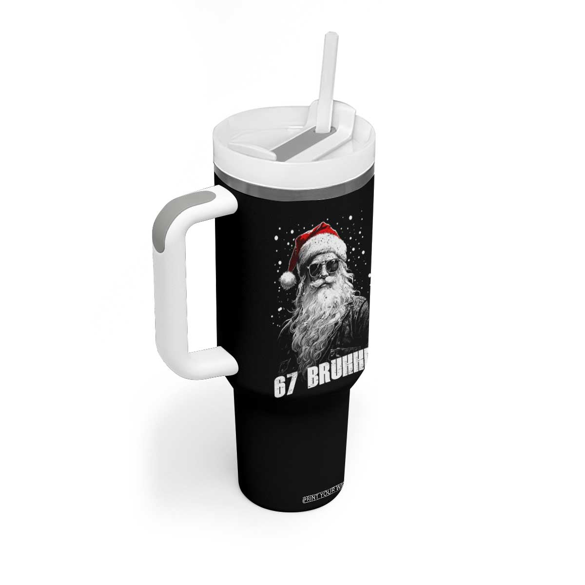 Cool Santa Claus Six Seven 67 Meme Tumbler With Handle Funny 6 7 Gen Alpha Slang Viral Meme TS10 Print Your Wear