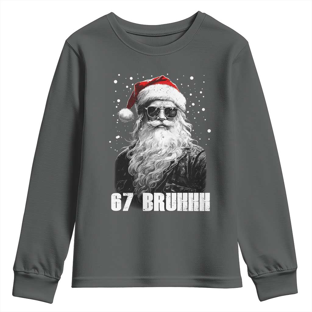 Cool Santa Claus Six Seven 67 Meme Youth Sweatshirt Funny 6 7 Gen Alpha Slang Viral Meme TS10 Dark Heather Print Your Wear