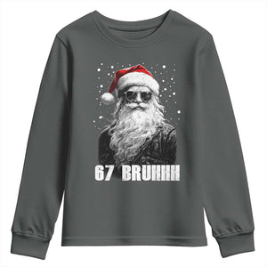 Cool Santa Claus Six Seven 67 Meme Youth Sweatshirt Funny 6 7 Gen Alpha Slang Viral Meme TS10 Dark Heather Print Your Wear
