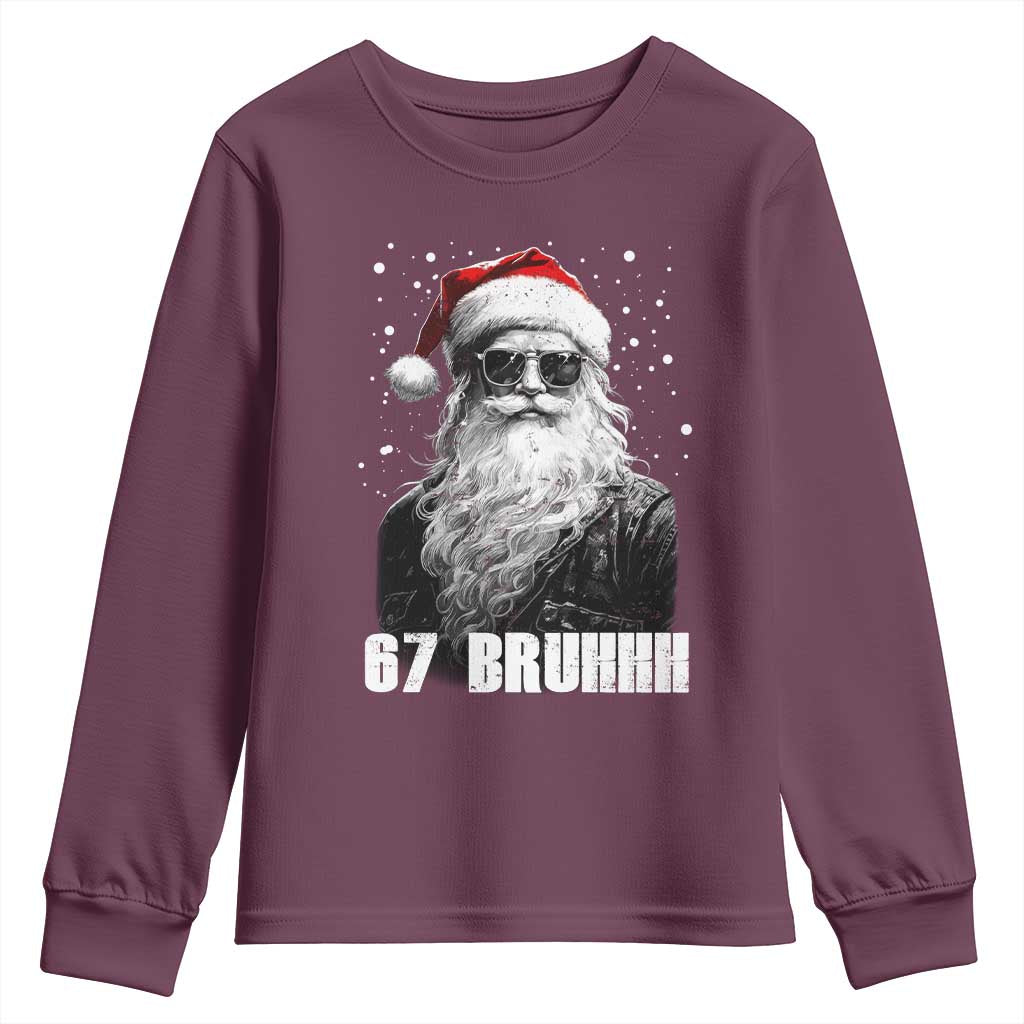 Cool Santa Claus Six Seven 67 Meme Youth Sweatshirt Funny 6 7 Gen Alpha Slang Viral Meme TS10 Maroon Print Your Wear